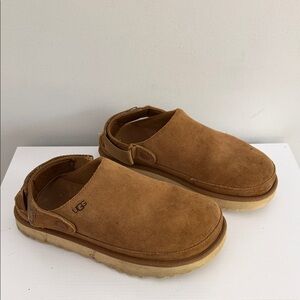 UGG Chestnut Suede Slip-On Clogs